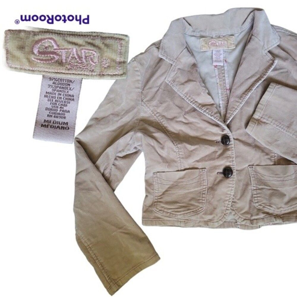 Y2K STAR CORDUROY BUTTON FRONT JACKET - M